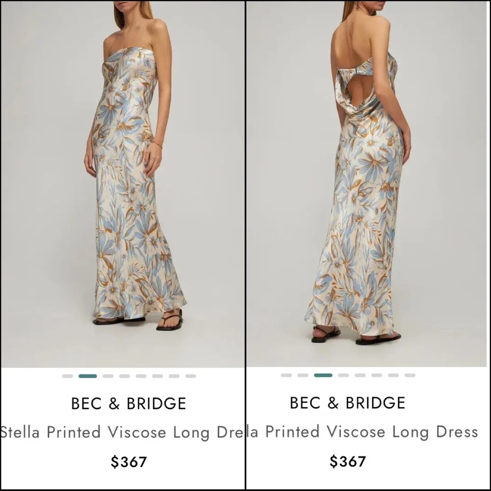 NWT BEC & BRIDGE strapless cutout back silky maxi dress - Picture 2 of 8